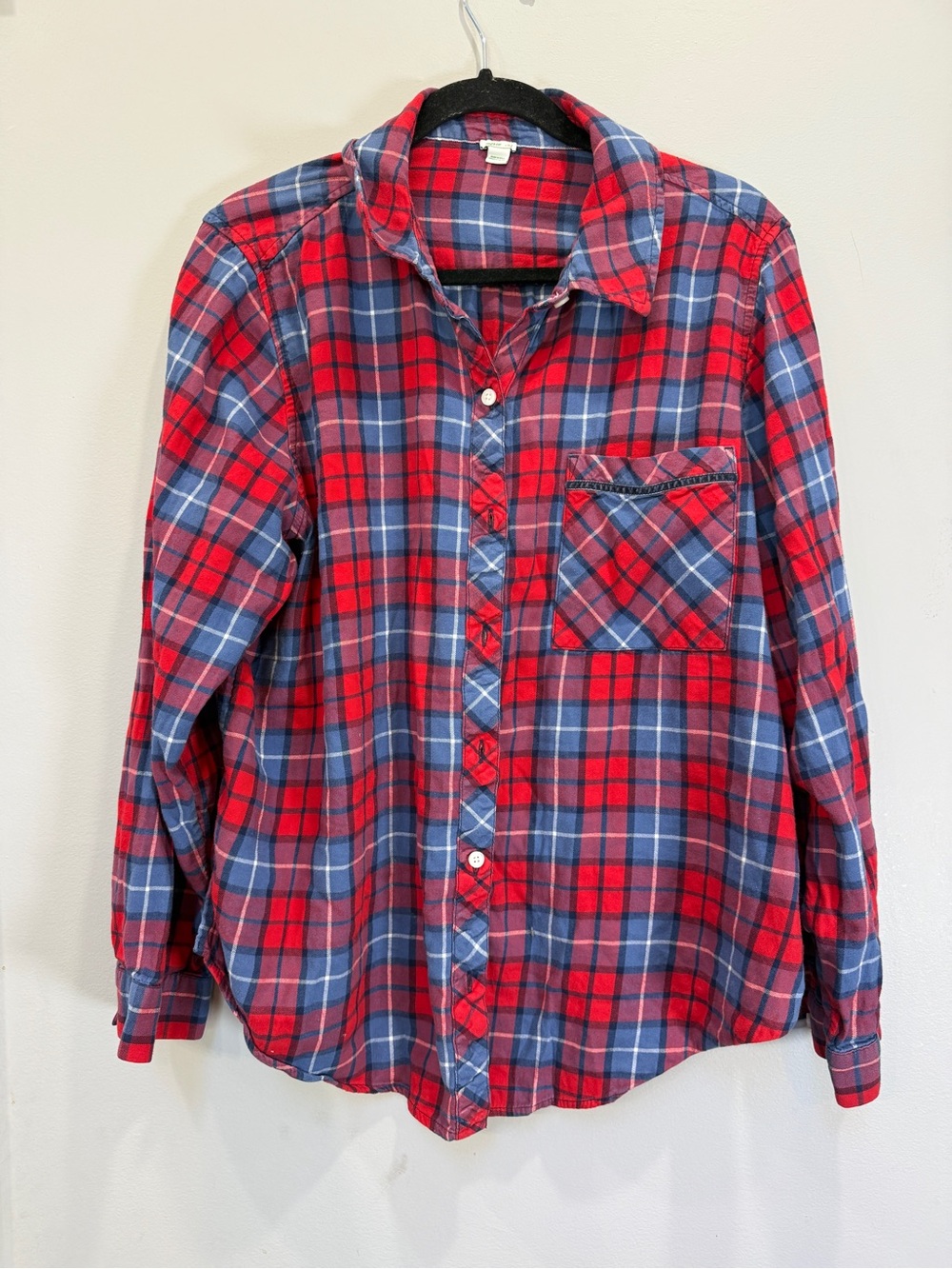 aerie Red and Blue Plaid Button-Up Shirt